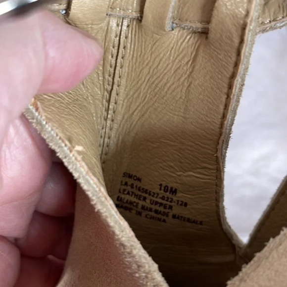LATIGO Anthropologie Simon Suede Slingback Bootie Tan Closed-Toe Wood Size 10 - Picture 11 of 13